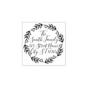 Floral Wreath Customizable Address Stamp