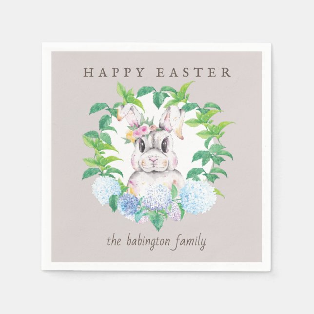 Floral Wreath Easter Personalized Napkin (Front)