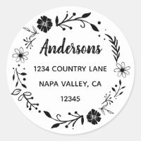 Floral Wreath | Family Name Return Address