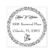 Floral Wreath Family Name Return Address  