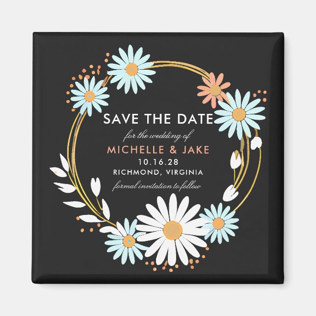 Floral Wreath Fun Save the Date Magnet (Front)