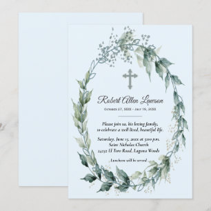 Floral Wreath Funeral Memorial Remembrance Blue