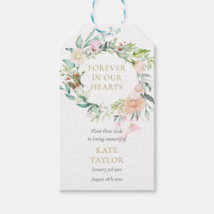 Floral Wreath Funeral Memorial Seed Packet Photo Gift Tags