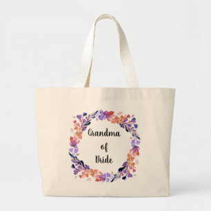 Floral Wreath Grandma of Bride Large Tote Bag