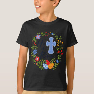 Floral Wreath He Is Risen Jesus Christian Happy Ea T-Shirt