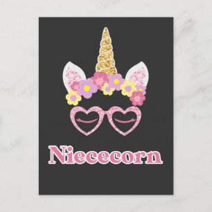 Floral Wreath Heart Unicorn Niece Postcard