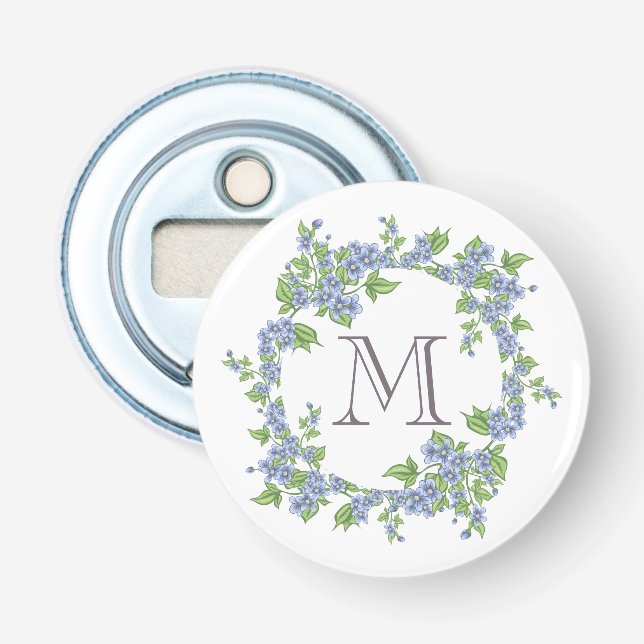 Floral Wreath Monogram Bottle Opener (Front)