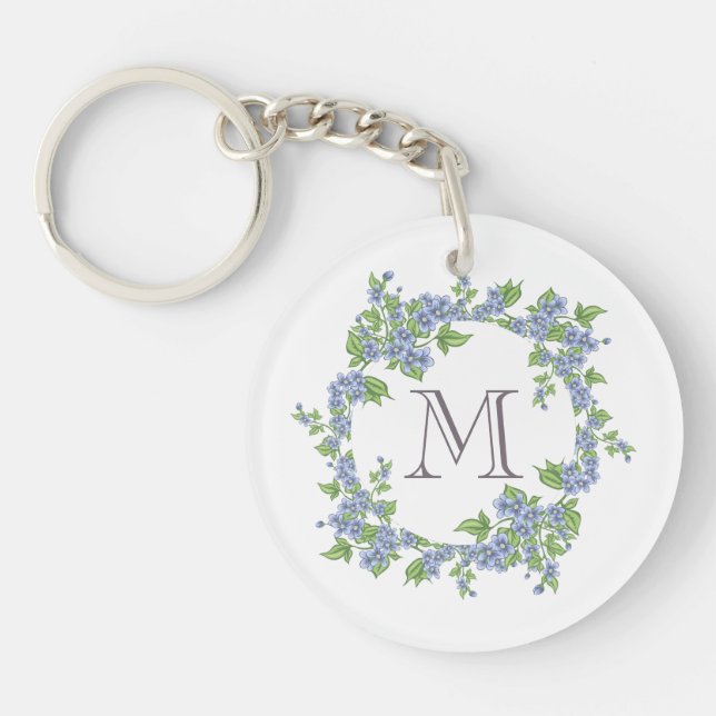 Floral Wreath Monogram Keychain (Front)