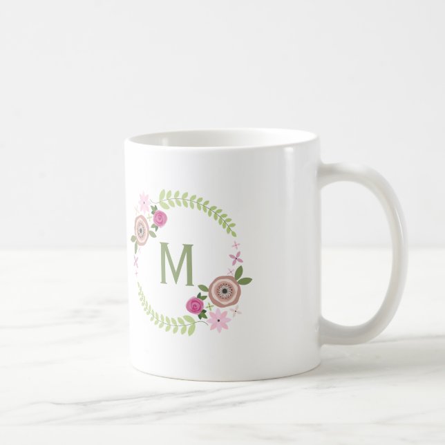 Floral Wreath Monogram Mug (Right)