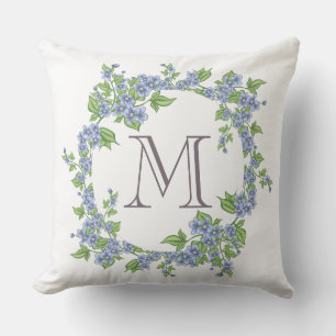 Floral Wreath Monogram Throw Pillow