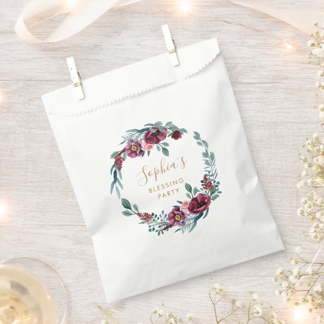 Floral Wreath Mother and Baby Blessing Party Favour Bag (Clipped)