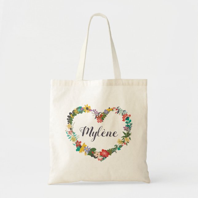 Floral Wreath Name Tote - Stella (Front)