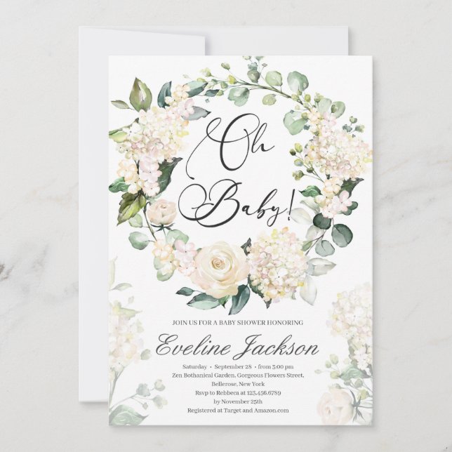 Floral Wreath Oh Baby Shower Invitation (Front)