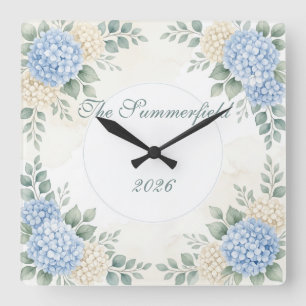 Floral Wreath Personalized Clock Watercolor