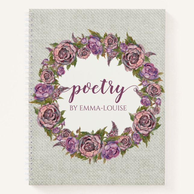 Floral Wreath Personalized Poetry Notebook (Front)