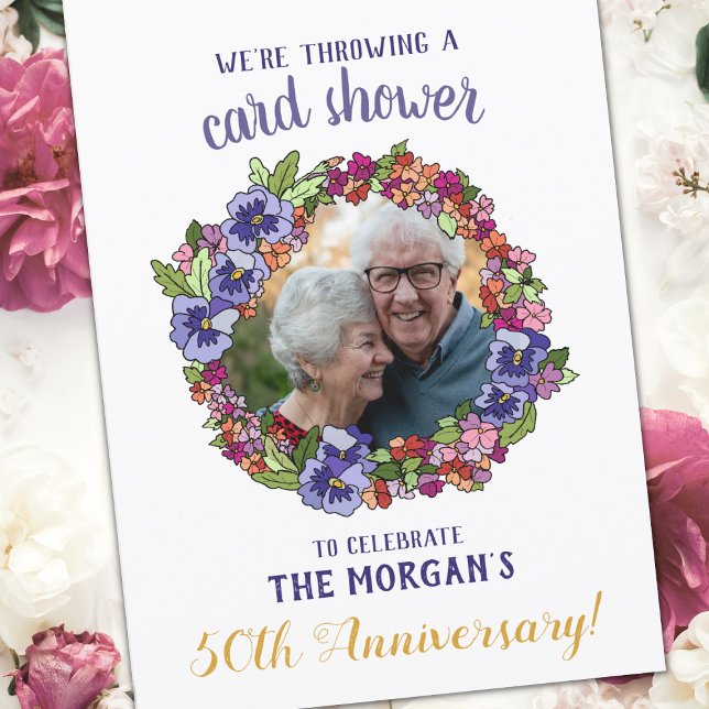 Floral Wreath Photo Frame Card Shower Anniversary (Creator Uploaded)