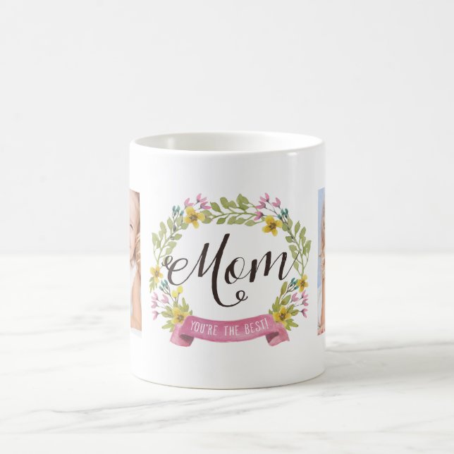Floral Wreath | Photo Template for Mom Coffee Mug (Center)