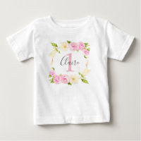 Floral Wreath Pink Girl First Birthday