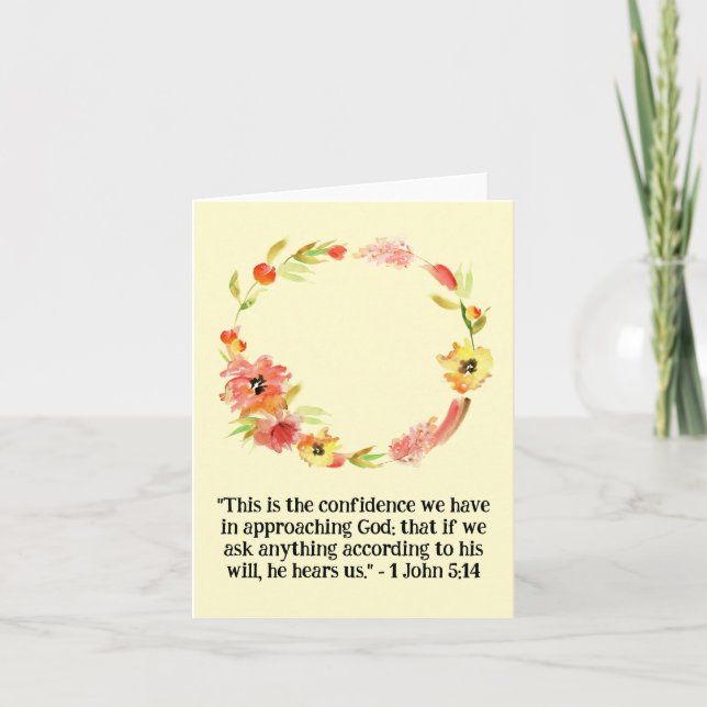 Floral Wreath Religious Greeting Inspiring Quote Card (Front)