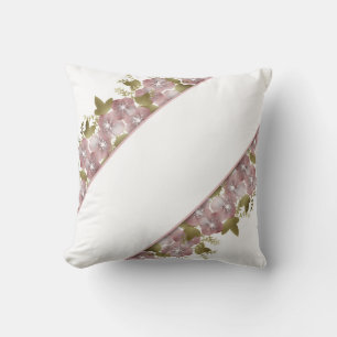 Floral wreath spring summer pink flowers green lea throw pillow