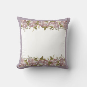 Floral wreath spring summer pink flowers green lea throw pillow