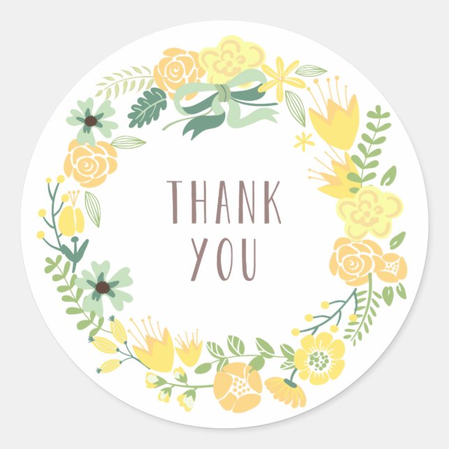 Floral Wreath | Thank You Stickers (Front)