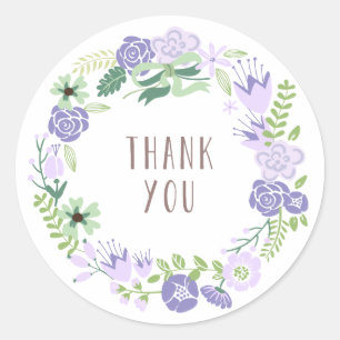 Floral Wreath Thank You Stickers