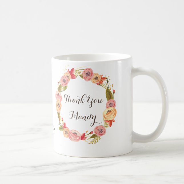 Floral Wreath Thank you Teacher Coffee Mug (Right)
