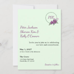 Floral Wreath Throuple Invitation