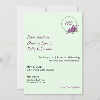 Floral Wreath Throuple Invitation