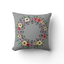 Floral Wreath Throw Pillow