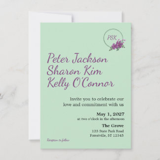 Floral Wreath Triad Wedding Invitation