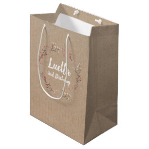 Floral Wreath Vintage Birthday Craft gift bag