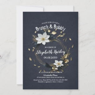 Floral Wreath Wedding Brunch Bubbly Bridal Shower Invitation
