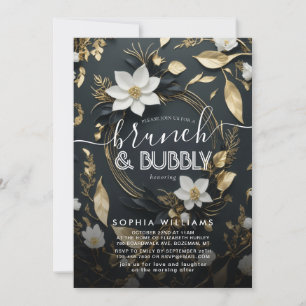 Floral Wreath Wedding Brunch Bubbly Bridal Shower Invitation