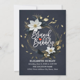 Floral Wreath Wedding Brunch Bubbly Bridal Shower Invitation