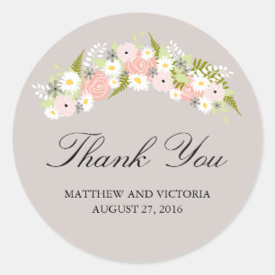 Floral Wreath Wedding Classic Round Sticker