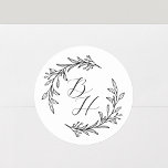 Floral Wreath Wedding Initial Monogram Classic Round Sticker<br><div class="desc">Custom-designed wedding monogram stickers featuring modern calligraphy with hand-drawn style floral wreath design. Perfect for adding a touch of style to wedding envelopes,  gift packagings,  and more.</div>