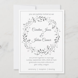 Floral Wreath Wedding Invitation