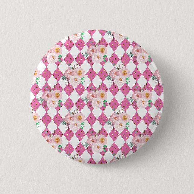 Floral Wreath Wedding Invitation 2 Inch Round Button (Front)