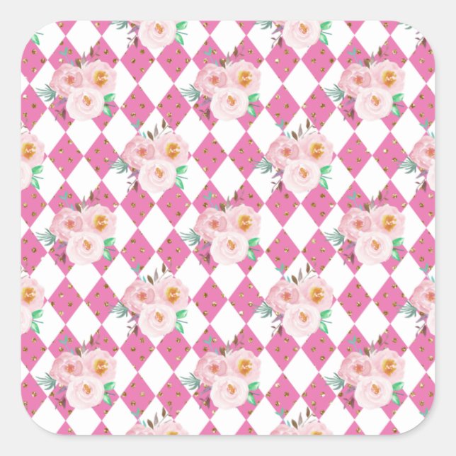 Floral Wreath Wedding Invitation Square Sticker (Front)