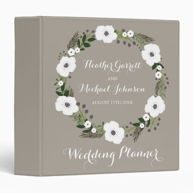 Floral Wreath Wedding Planner Binder (Front/Spine)