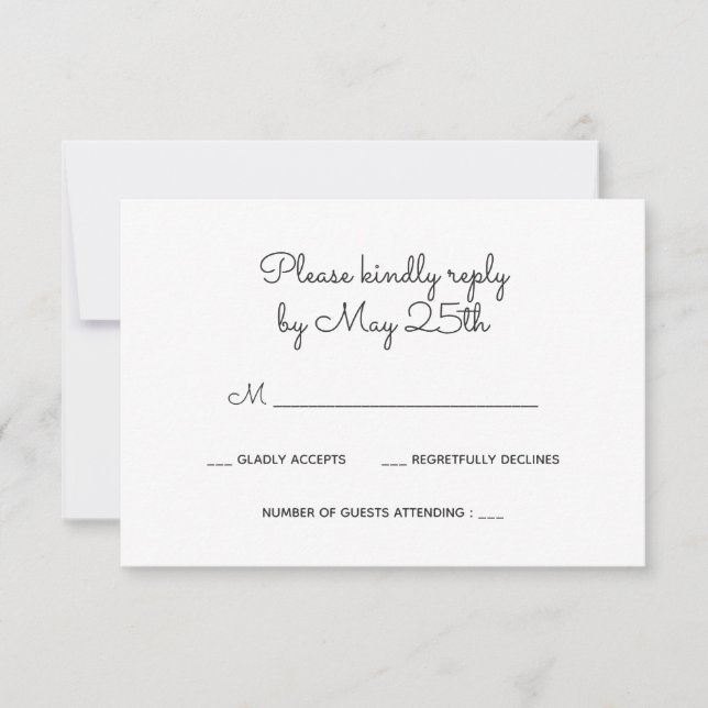 Floral wreath wedding RSVP card (Front)