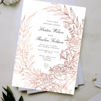 Floral Wreath White Black Emerald Copper Wedding