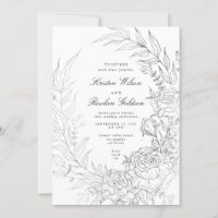 Floral Wreath White Black Silver Wedding