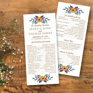 Floral Wreath White Wedding Program