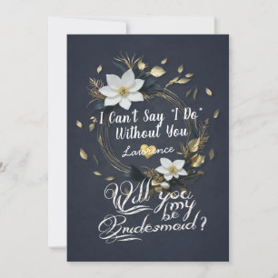 Floral Wreath Will You Be My Bridesmaid Wedding Invitation