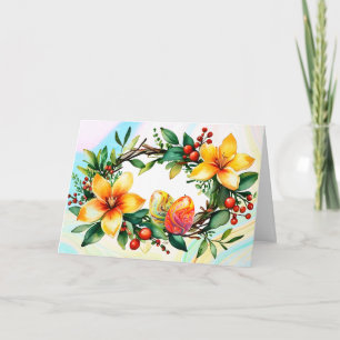 Floral Wreath with Easter Eggs Holiday Card