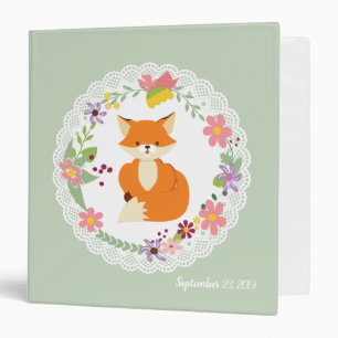 Floral Wreath with Fox Green Baby Album Binder