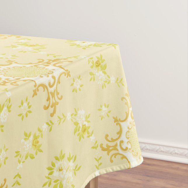 Floral Wreaths With Rose Centres Pattern Tablecloth (In Situ)